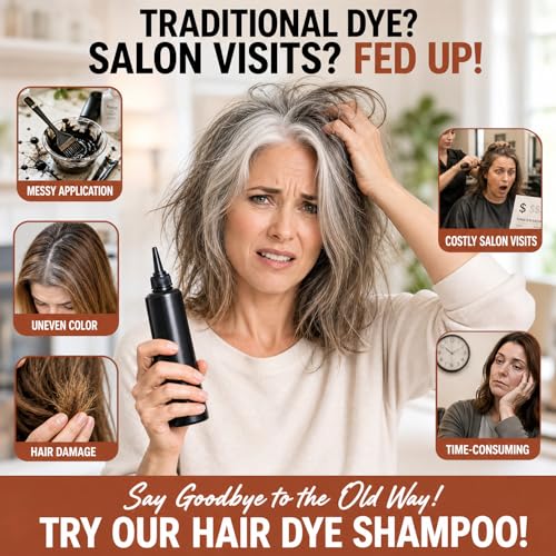 Black Hair Dye Shampoo - Instant Gray Coverage, 500ml