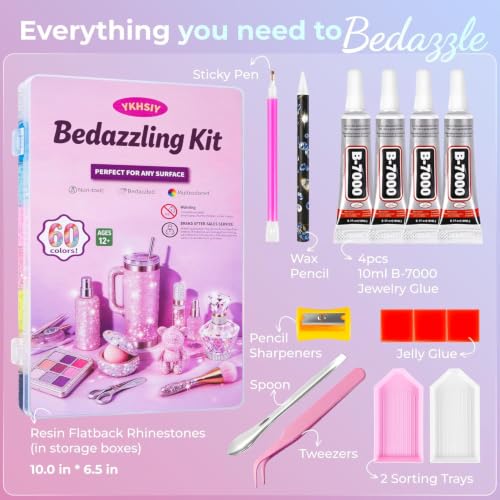 Bedazzling Kit 40000Pcs 3mm Rhinestones 40 Colors with B7000 Glue & Tools