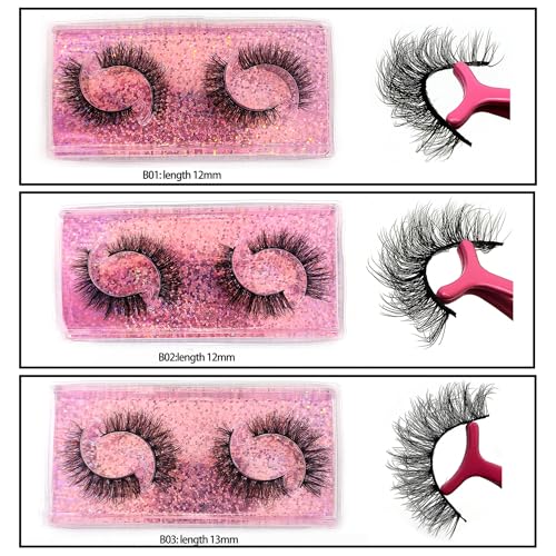 Fluffy False Eyelashes 12-15mm Natural Look Lashes 10 Styles Faux Mink Lashes Bulk Total 60 pairs