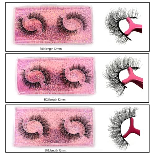 U-Hotmi Fluffy False Eyelashes 12-15mm Natural Look Lashes 10 Styles Faux Mink Lashes Bulk Total 20 pairs