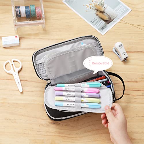 Dugio Big Pencil Case for Girls Teens Kids Zipper Pencil Pouch with Handle Organizer Pencil Bag Aesthetic Pencil Pen Case for School Green