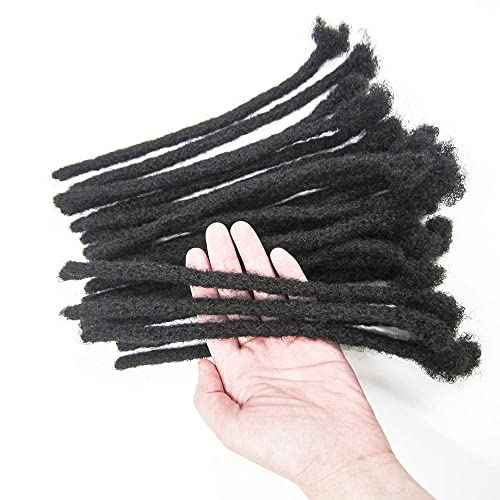 Loc Extensions Human Hair Dreadlock Extensions for Men/Women 6 inch 40 Strands 100% Natural Black Full Handmade Permanent Real Human Hair Can Be Dyed and Bleached (6Inch/60 locs£¬Natural Black/0.8cm)