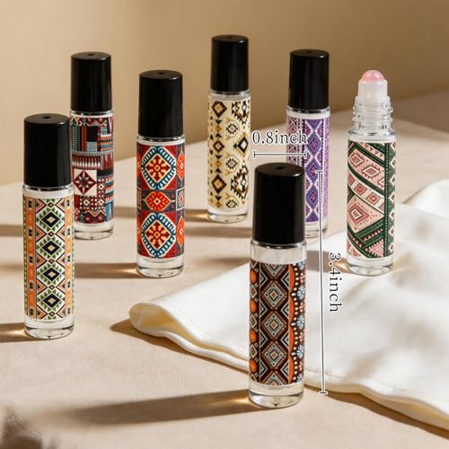 Rose Quartz Roller Ball 8-Pack 10ml Essential Oil Bottles