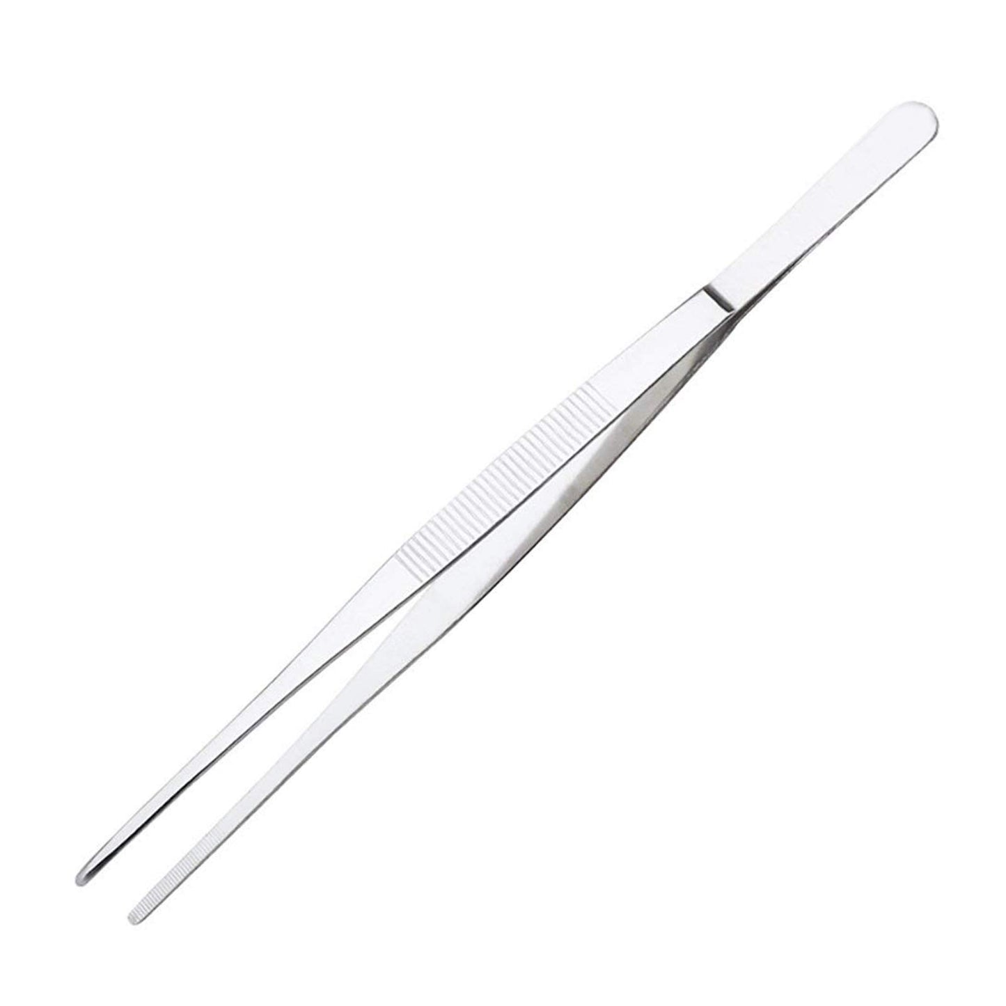 Heavy Duty 12 inches Stainless Steel Tweezers Straight Tips All-purpose Forceps Tweezers Tongs and Comfortable Ridged Handle for Crafting Cooking Repairing General Purpose Medical and Beauty