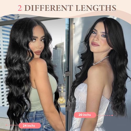 Fliace Clip in Hair Extensions 24" 6 Piece Wavy Black