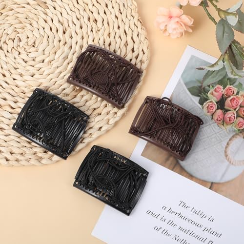Elastic Magic Hair Comb Clips - 4 Pack Adjustable Hair Pins for Women