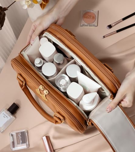 Bagstellar Large Capacity Travel Makeup Bag - Quilted Cosmetic Organizer