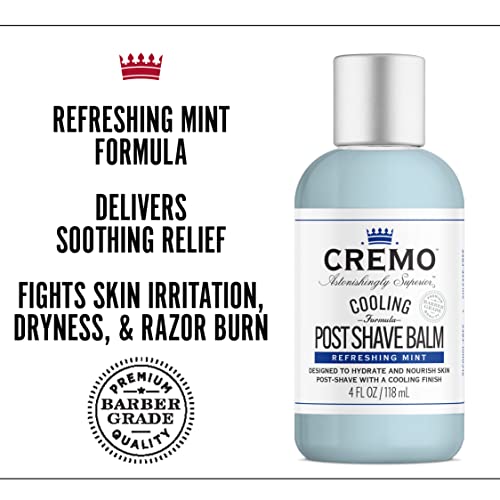 Cremo Cooling Formula Post Shave Balm,Soothes,Cools And Protects Skin From Shaving Irritation,Dryness and Razor Burn,4 Oz,(Pack of 2)
