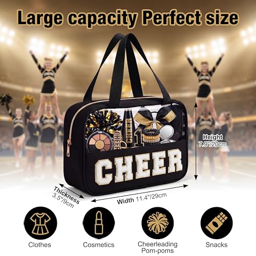 KYTACCU Cheer Makeup Bag with Chenille Letters - Clear Travel Pouch