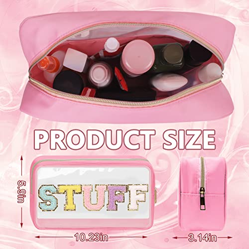 STUFF Chenille Letter Makeup Bag | Waterproof Nylon Cosmetic Pouch