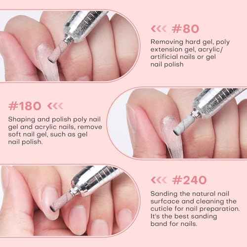110pcs Small Sanding Bands Nail Drill Bits with 3.1mm Mandrel Nail Bit, 240 Fine Grit Nail File for Acrylic Nails Gel Manicures and Pedicures Salon (Zebra+Pink, 240 Grit)