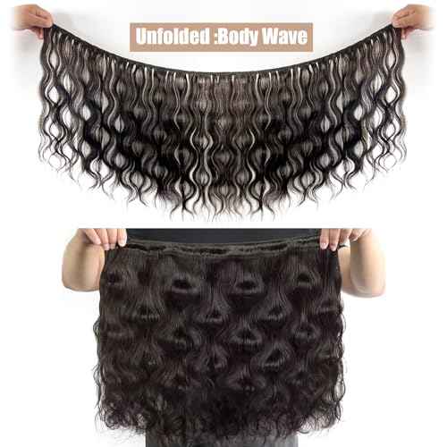 Lynch 15A Body Wave Bundles Human Hair, 18 20 22 Inch Real 100% Unprocessed Raw Cambodian Hair 3 Bundles, Plush Thick Cambodian Virgin Hair 105 Gram Per Bundle Natural Black For Woman