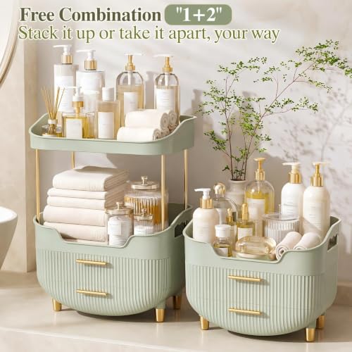 4-Tier Makeup Organizer with Handle - Elegant Skincare Storage