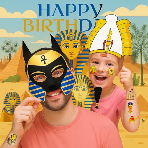 96 Piece Ancient Egypt Temporary Tattoos - Kids & Adults