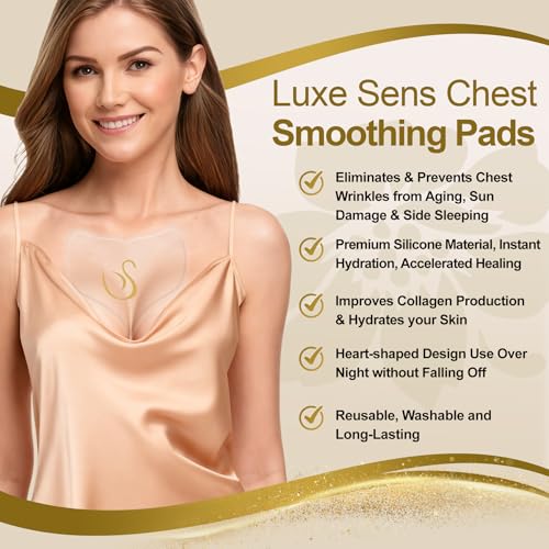 Chest Wrinkle Patches 4 Pack, Reusable Silicone Pads for Wrinkles, Anti Wrinkle Patches for Skin Firming and Smoothing, Overnight Chest Wrinkles from Side Sleeping (60 Day Supply)