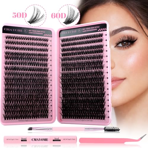 CMAYOME Lash Clusters Kit 9-16mm Natural Wispy Lashes 640Pcs