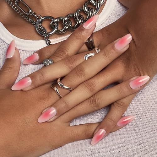 Lost Angels Pink Press On Nails - Almond Medium Length, 30 Count