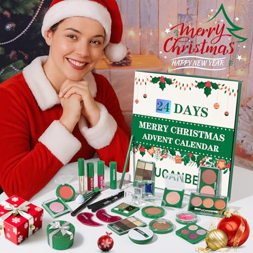 Makeup Advent Calendar 2025, 24 Days Christmas Makeup Gift Set for Adult Women & Teen Girls, UCANBE 2025 Xmas Countdown Calendar Beauty & Cosmetics Holiday Surprise Make Up Gift Kits for Women Full Kit