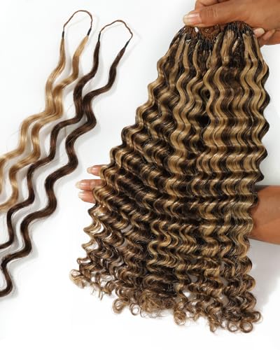BEEOS Deep Wave Crochet Hair Extensions - P4/27, 18 Inch, 5 PCS