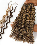 BEEOS Deep Wave Crochet Hair Extensions - P4/27, 18 Inch, 5 PCS
