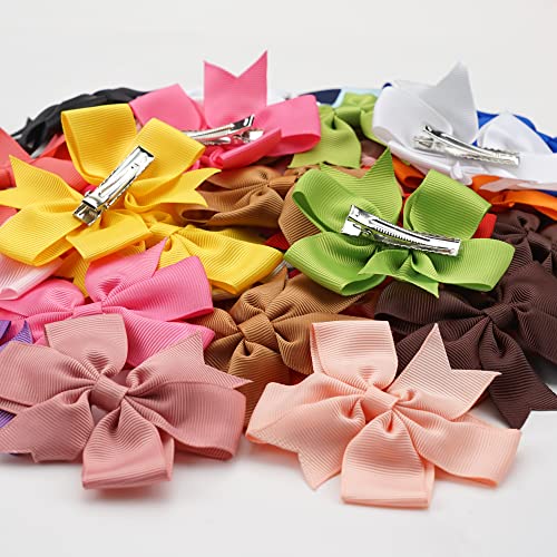 CÉLLOT 40Pc Grosgrain Pinwheel Hair Bows with Alligator Clips