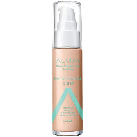 Almay Foundation, Acne Face Makeup with Salicylic Acid, Face Makeup with Skincare Ingredients, Matte Finish, Hypoallergenic, Cruelty Free, Dermatologist Tested Foundation, 300 Naked, 1 Oz