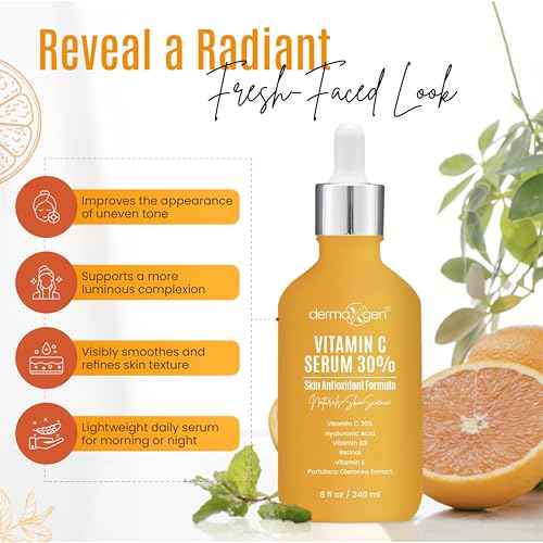 30% Vitamin C Serum (8 Fl Oz) Pure Organic Anti- Wrinkle + Hyaluronic Acid + Retinol + Vitamin E + Vitamin B, Facial Serum For Anti-aging, Wrinkles, And Fine Lines.