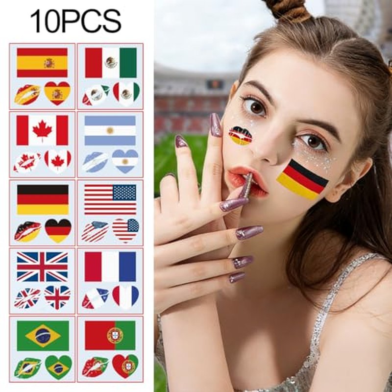 National Flag Temporary Tattoos - 10 Waterproof Sheets