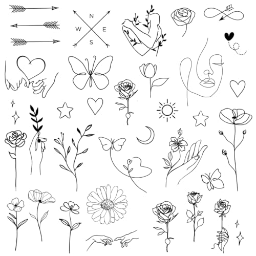 One Grace Mini Fine Line Temporary Tattoos - Waterproof