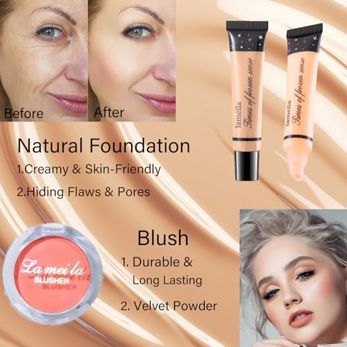 40 Earth Colors Eyeshadow & Lip Gloss Makeup Set with Cosmetic Bag for Women & Teens - Full Face Kit