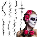 Black Stitch Scar Temporary Tattoos - 8 Pack Halloween Costume