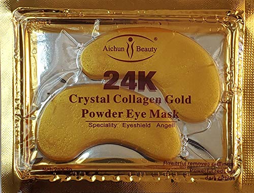 AICHUN BEAUTY 10/20/30/40/100 Pairs Crystal 24K Gold Powder Gel Collagen Eye Mask Sheet Patch, Anti Ageing, Remove Bags, Dark Circles & Puffiness, Skincare, Anti Wrinkle, Moisturising (10)