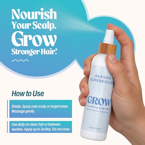 Akasha Superfoods Grow Scalp Mist, Ocean Prebiotics & Rosemary, 3.3oz