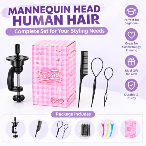 Treosida U-Blonde Mannequin Head with 80% Human Hair 26-28" for Braiding & Cosmetology