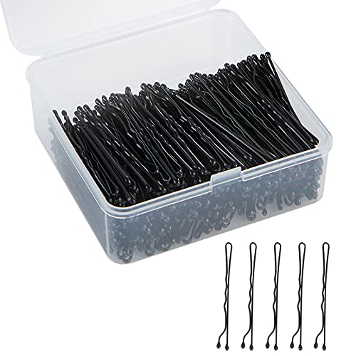 PURPLESKY 400 Pack Black No-Slip Bobby Pins with Case - Strong Hold Hair Accessories for All Hair Types, 2 Inch