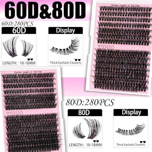 YIDUO Lash Clusters Kit 4 Styles 60D-150D Volume Extensions 10-18mm