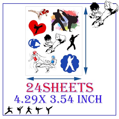 CupaPlay 176 Taekwondo Temporary Tattoos - 24 Sheets Party Favors