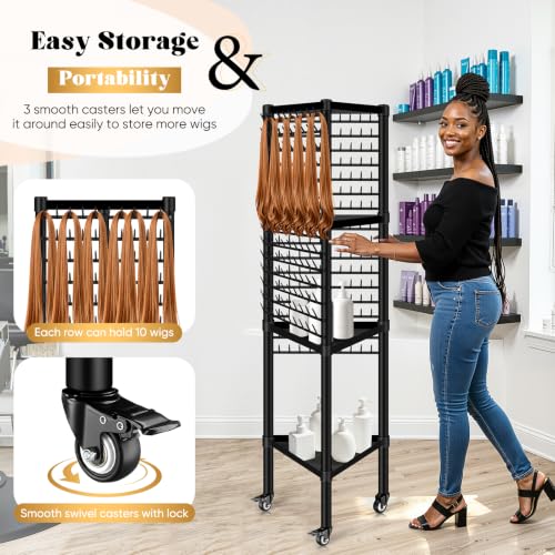 GADFISH Braiding Hair Rack 420 Pegs 3-Tier Stand Black