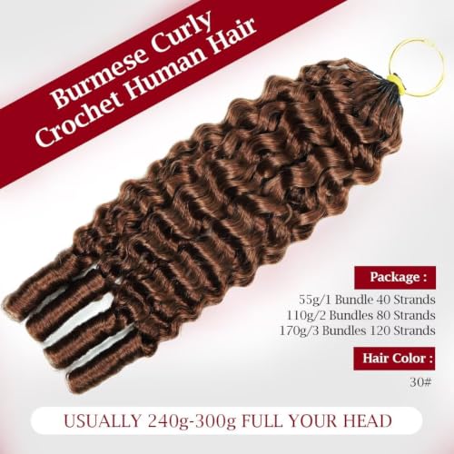 LOLly Hair 30# 20 Inch Pre-Looped Human Crochet Hair for Curly Protective Styles