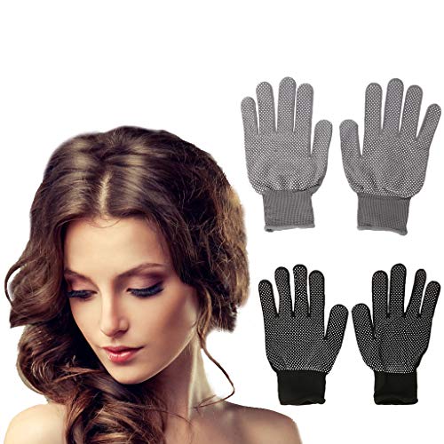 Gray Heat Resistant Hair Styling Gloves for Curling & Straightening - 2 Pairs