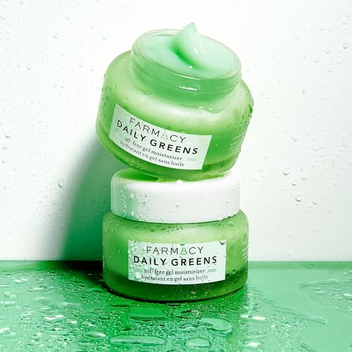 Farmacy Daily Greens Face Moisturizer - Oil Free Facial Moisturizer with Polyglutamic + Hyaluronic Acid - Gel Facial Cream that Reduces Shine, Clears Pores + Balances Oil - Fragrance-Free (50ml)