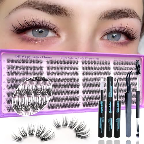 FebFeb C Curl Natural Lash Clusters Kit with Black Lash Extensions, No Remover