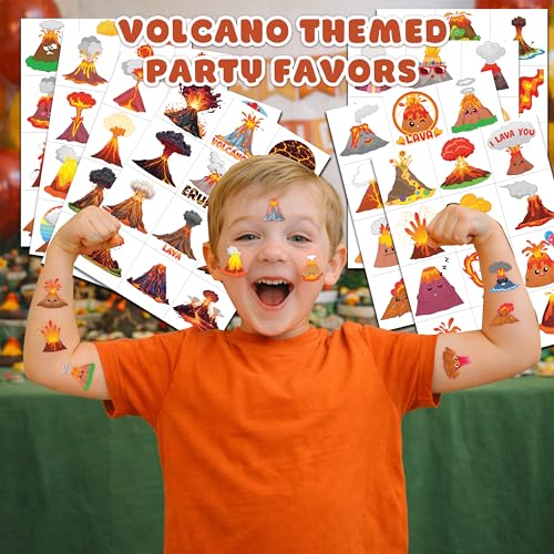 96 Piece Volcano Temporary Tattoos for Kids Party Favors