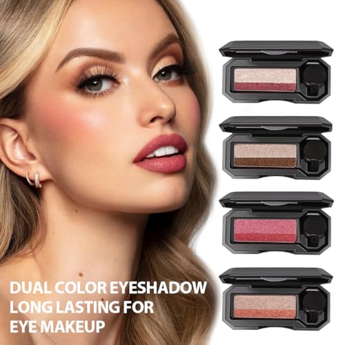Dual Color Eyeshadow,Waterproof Glitter Eye Shadow,Smooth Texture Highly Pigmented Dual-Color Eyeshadow Shimmer Long Lasting For Eye Makeup(02#)