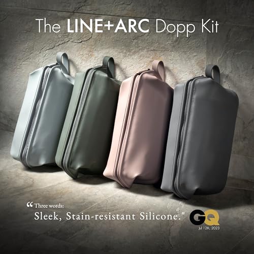 LINE+ARC Easy-to-Clean Silicone Dopp Kit (As Seen in Glamour and GQ) Extra-Wide Opening Anti-Stain (Arctic, 3.5L) Toiletry Bag Travel Set Makeup Organizer Cosmetics Case Fabric Simple Hang Loop
