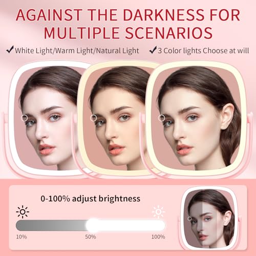 Lighted Makeup Mirror 8.5" 1x/10x Magnifying Rechargeable LED