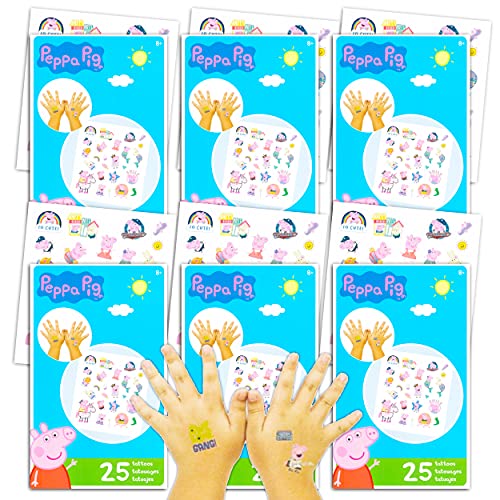 Peppa Pig Tattoos Party Favors Bundle ~ 150 Peppa Pig Temporary Tattoos, 6 Sheets (Peppa Pig BIrthday Party Supplies)