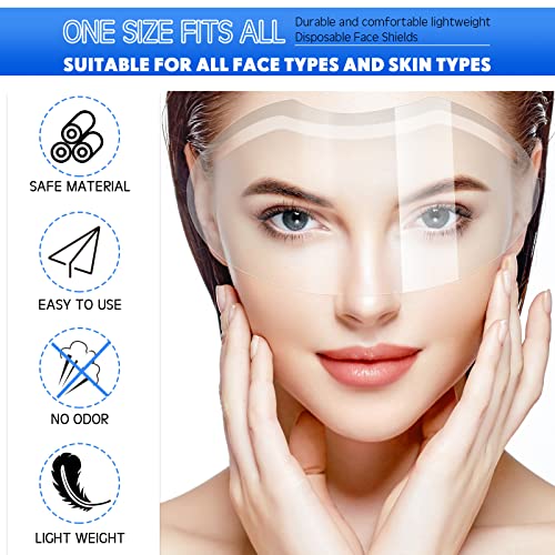 Honeydak 300 Pcs Makeup Shower Face Visors Permanent Microblading Supplies Disposable Plastic Shower Visor Clear Face Cover for Hairspray Salon Eyelash Extensions Eyelid Aftercare