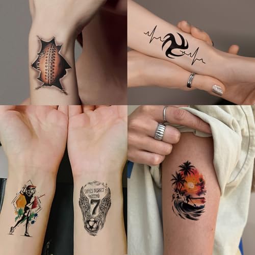 Sport Temporary Tattoos 77 Sheets Waterproof for Adults Kids