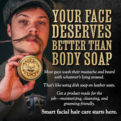 Beard & Mustache Wash 4oz Shampoo Bar Night Fury | Natural Beard Care | Men's Face Wash | Goat¡¯s Milk Shampoo Bar